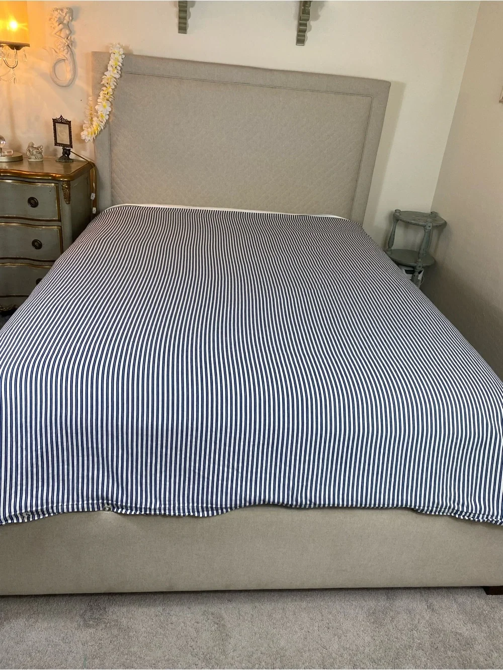 Pottery Barn Navy and White Striped Duvet Cover